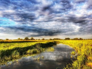 Scenic view of lake against sky