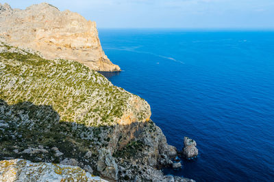 Scenic view of rocks in sea against sky