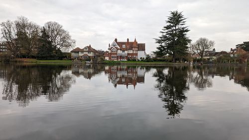 Scenic view of lake against sky