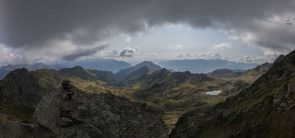 Panoramic view of mountains against sky