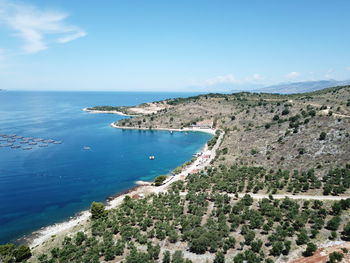 High angle view of sea against sky