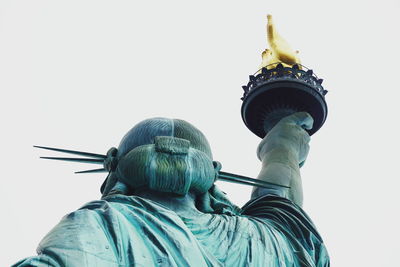 Low angle view of statue against clear sky