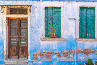 Closed door of old building