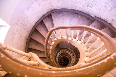 High angle view of spiral staircase