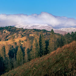 Scenic mountains view in the winter