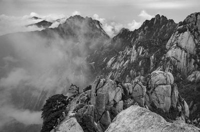 Scenic view of mountain range against sky