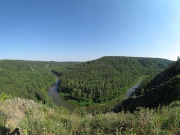 Scenic view of landscape against clear sky