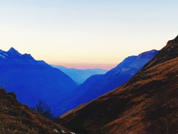 Scenic view of mountains against clear sky