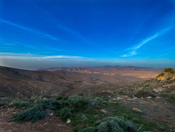 Scenic view of landscape against blue sky