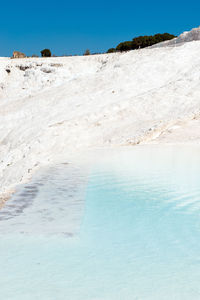 Natural travertine pools and terraces in pamukkale at turkey. 