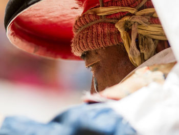 Close-up of woman with hat