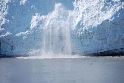 Scenic view of waterfall during winter