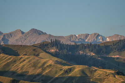 Scenic view of mountains against clear sky