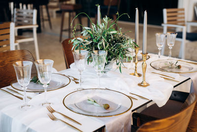 Beautiful served table in the restaurant