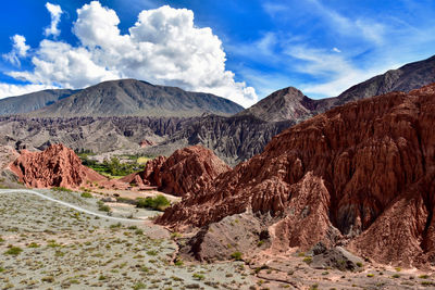 Scenic view of rocky mountains against sky