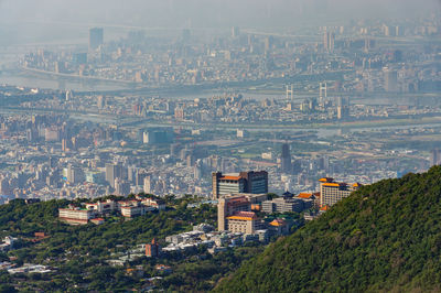 High angle view of townscape against sky