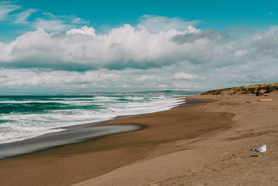 Scenic view of beach against sky