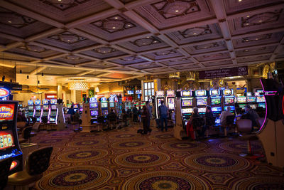 Interior of illuminated restaurant