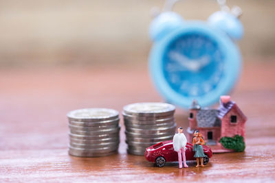 Close-up of toys on table