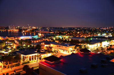 Illuminated cityscape at night