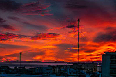 Buildings against sky during sunset