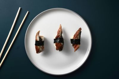 High angle view of breakfast on table