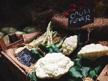 Food in market stall