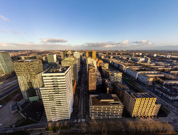 High angle view of cityscape against sky