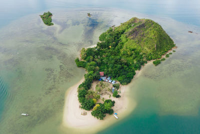 High angle view of island amidst sea