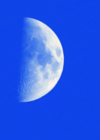 Close-up of moon against blue sky