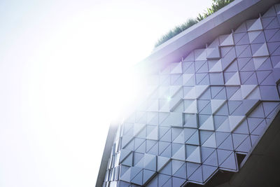 Low angle view of modern building against clear sky