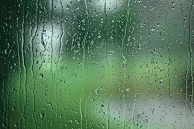 Close-up of water drops on glass