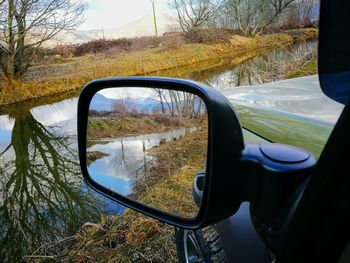 Close-up of side-view mirror