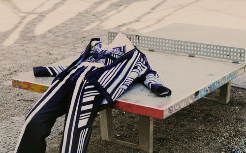 High angle view of bicycle on beach