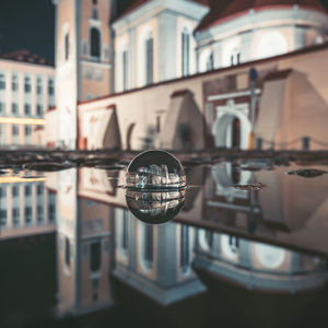 Close-up of glass of building