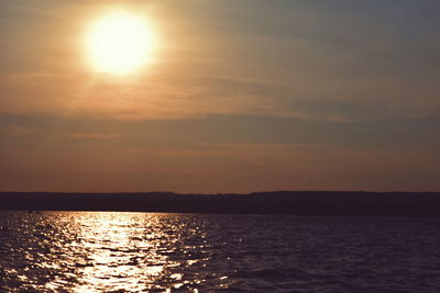 Scenic view of river against sky on sunny day