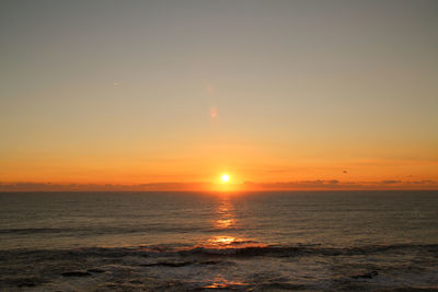 Scenic view of sea against sky during sunset