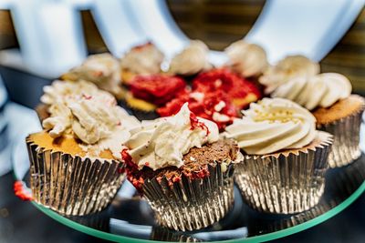 Close-up of cupcakes on plate