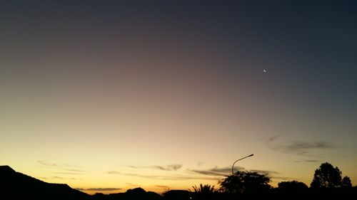 Low angle view of silhouette trees against sky at sunset