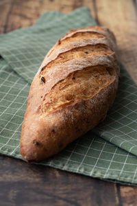 High angle view of bread on table