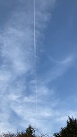 Low angle view of vapor trail in sky