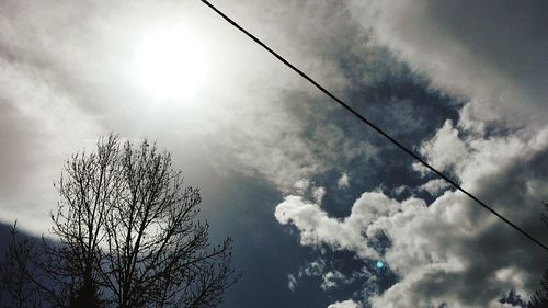 Low angle view of silhouette tree against sky