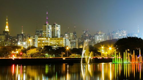 Illuminated city at night
