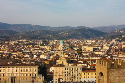 High angle view of buildings in city