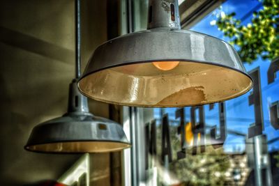 Close-up of pendant lights