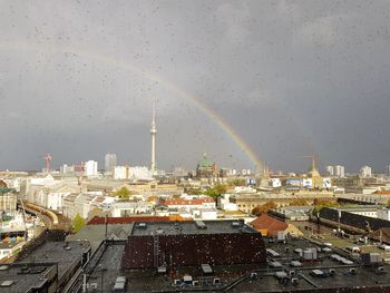 Aerial view of city against sky