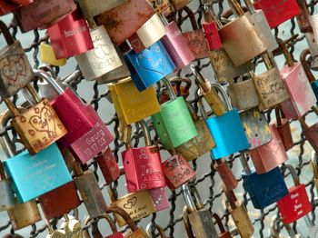 Close-up of padlocks