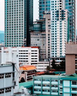 High angle view of buildings in city