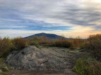 Scenic view of landscape against sky during sunset