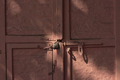 Closed door of old house